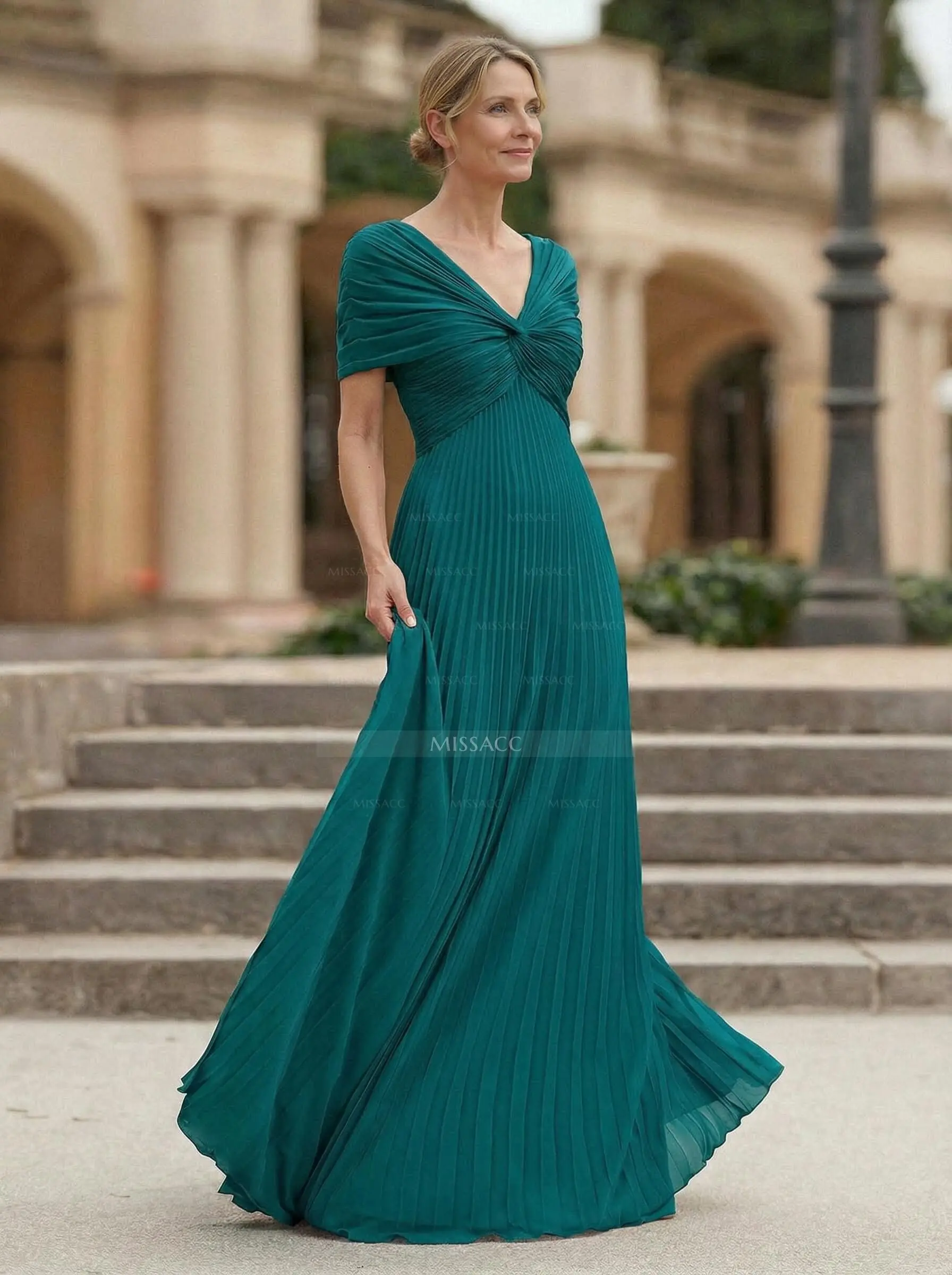chinese dress ladies A-Line/Princess V-Neck Chiffon Mother of the Bride Dresses 3/4 Sleeves