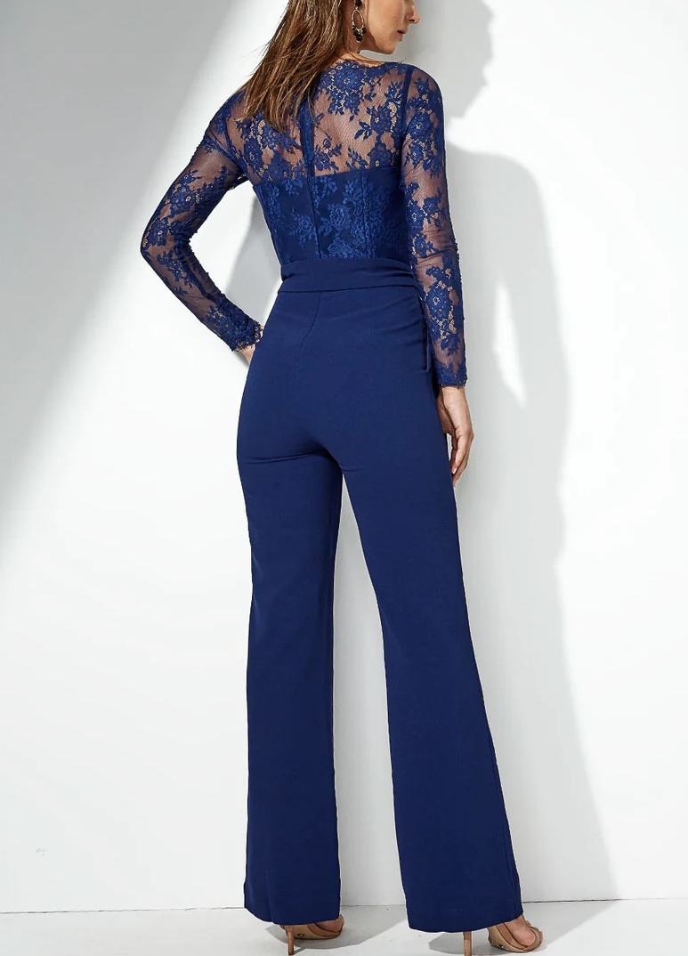 Elegant Lace Jumpsuit/Pantsuit Long Sleeves Evening Dresses