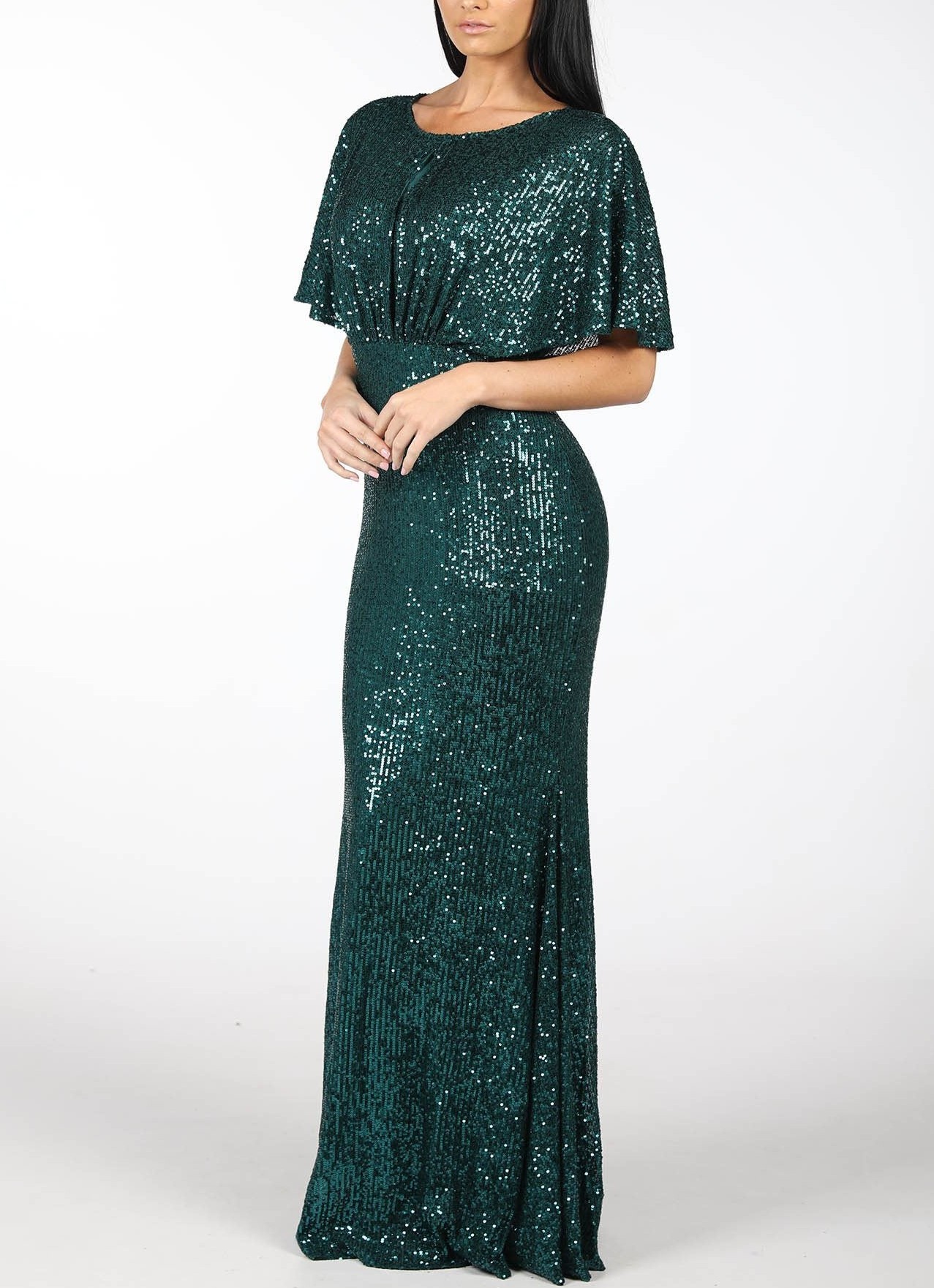 Sequin Butterfly-Sleeves Trumpet/Mermaid Green Mother Of The Bride Dresses