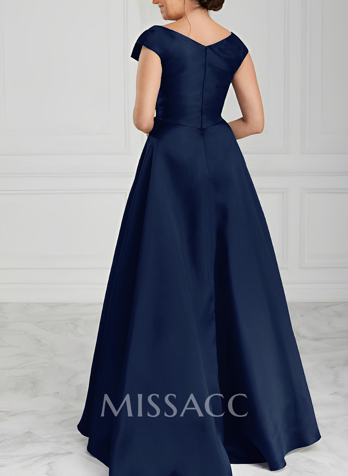 A-Line V-Neck Sweep Train Satin Mother Of The Bride Dresses With Pleated A-Line V-Neck Sweep Train Satin Mother Of The Bride Dresses With Pleated