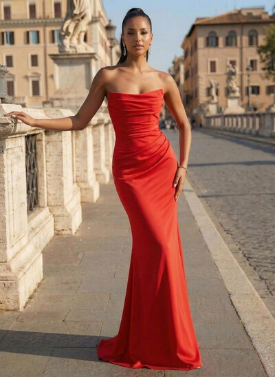 Strapless Trumpet/Mermaid Red Prom Dresses