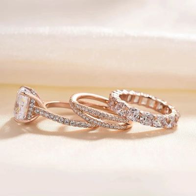 Gorgeous Cushion Cut 3PC Wedding Ring Set In Sterling Silver