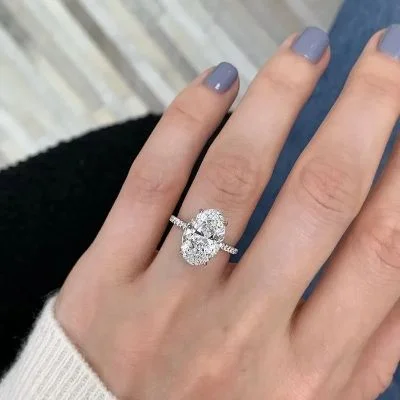 Classic Oval Cut Sterling Silver Engagement Ring for Women