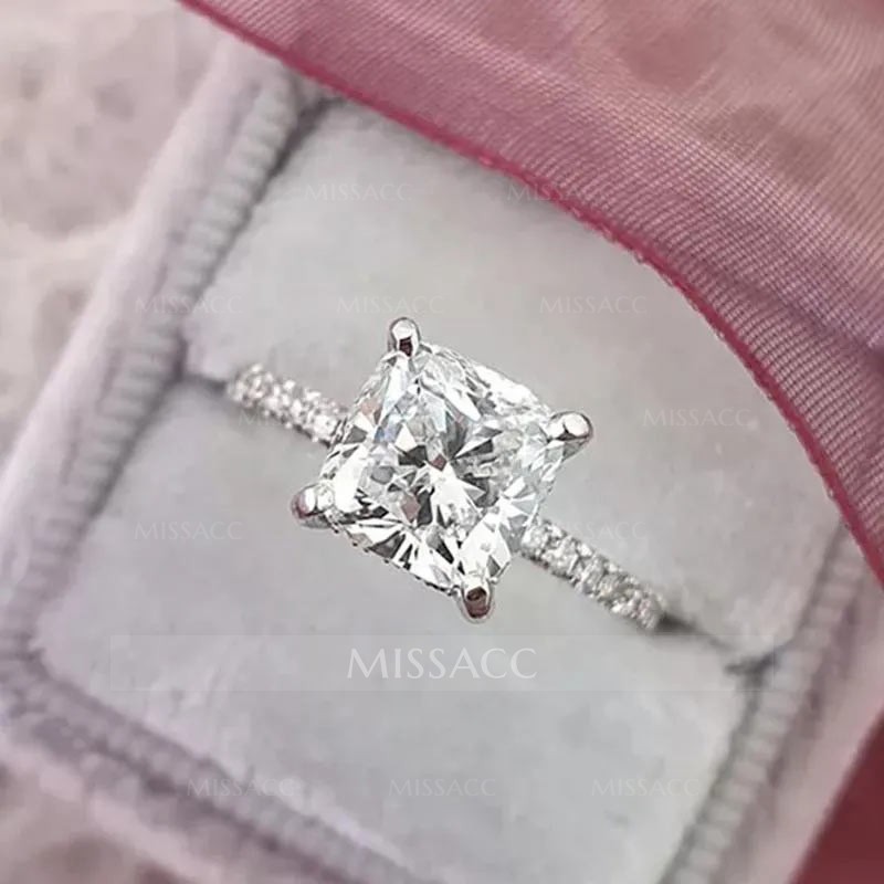Elegant 1.5 Carat Cushion Cut Wedding Ring Set For Women In Sterling Silver