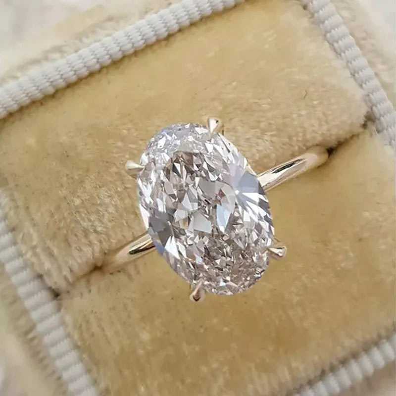 Bague De Fiançailles En Diamant Simulé Sona Taille Ovale Classique En Argent Sterling