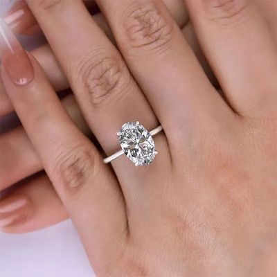 Classic Oval Cut Sona Simulated Diamond Engagement Ring In Sterling Silver