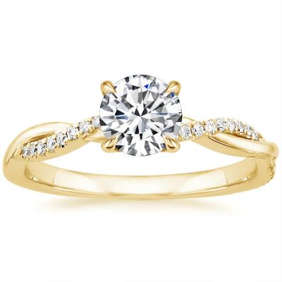 Twist 1.25 Carat Round Cut Yellow Gold Promise Ring For Her In Sterling Silver