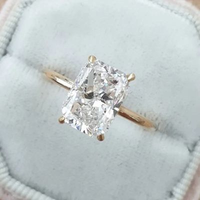 Classic Yellow Gold Radiant Cut Simulated Diamond Engagement Ring