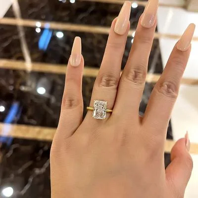 4CT Radiant Cut Moissanite Engagement Rings In Sterling Silver
