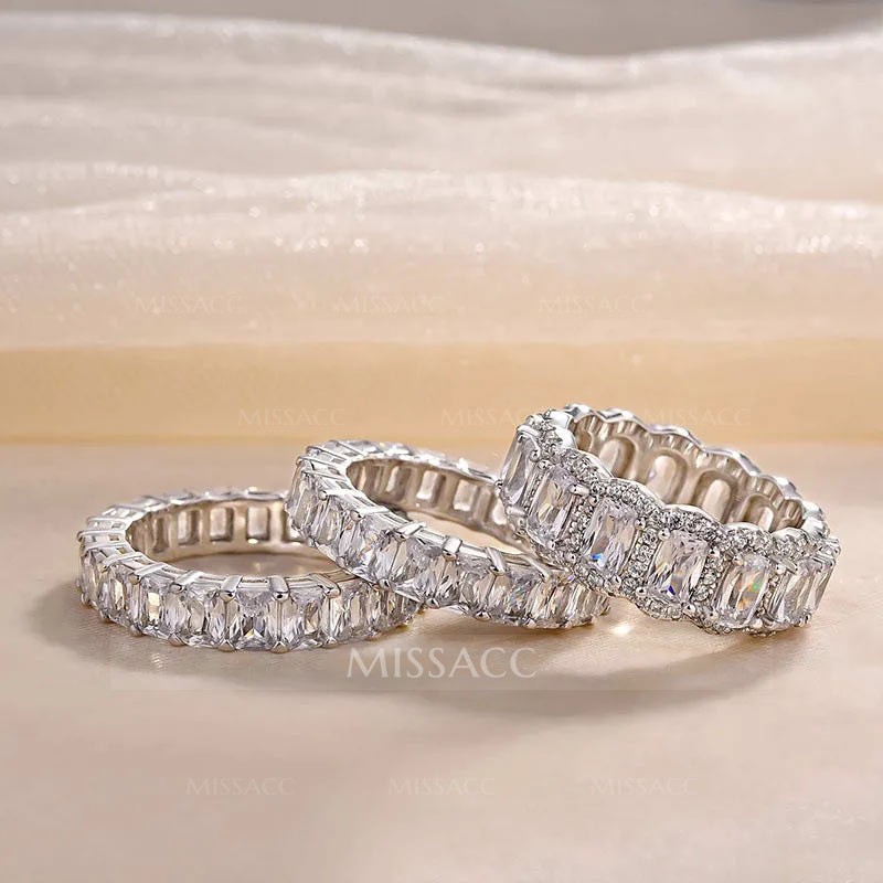 Gorgeous 5PC Women's Wedding Band Set In Sterling Silver