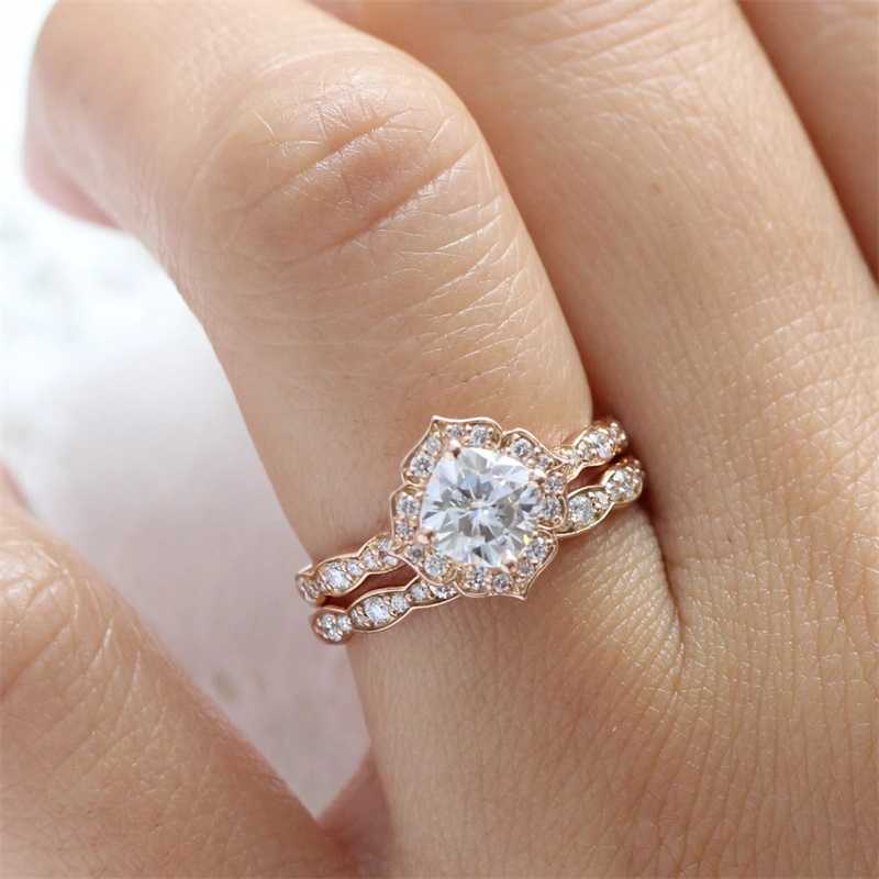 Vintage Style Sona Simulated Diamond Wedding Ring Set