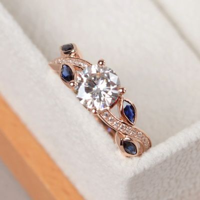 Rose Gold Round Cut Leaves Shaped Twist Band Ring