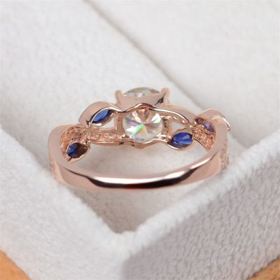 Rose Gold Round Cut Leaves Shaped Twist Band Ring