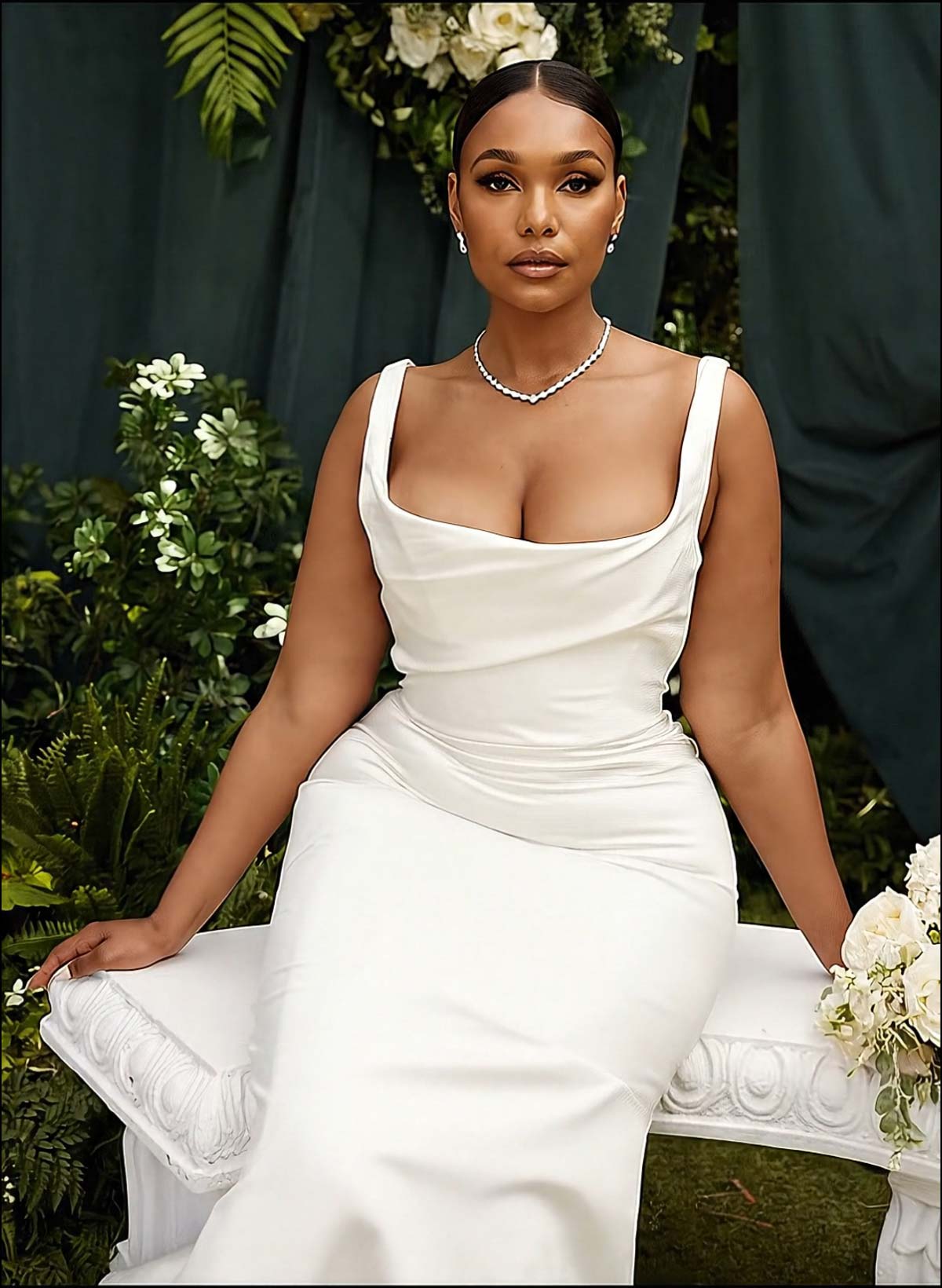 Mermaid Cowl Neck Sleeveless Sweep Train Elastic Satin Wedding Dresses