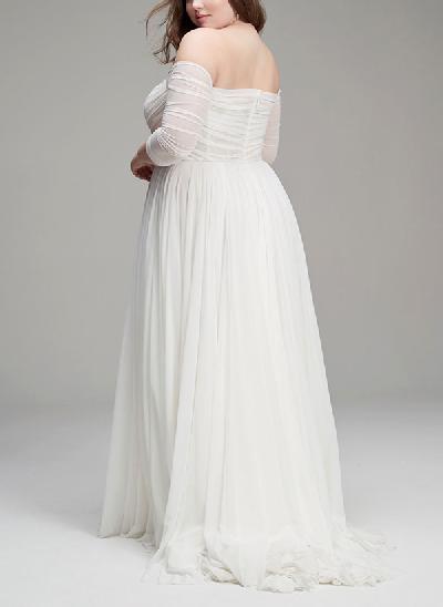 A-Line Sweetheart 1/2 Sleeves Elegant Lace/Tulle Wedding Dresses