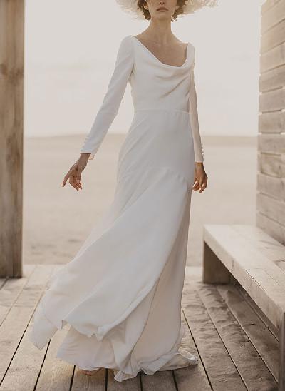 Sheath/Column Cowl Neck Long Sleeves Vintage Wedding Dresses
