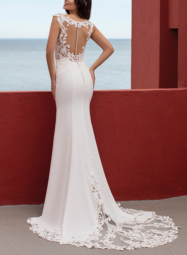 Trumpet/Mermaid Sweetheart Elegant Lace/Elastic Satin Wedding Dresses