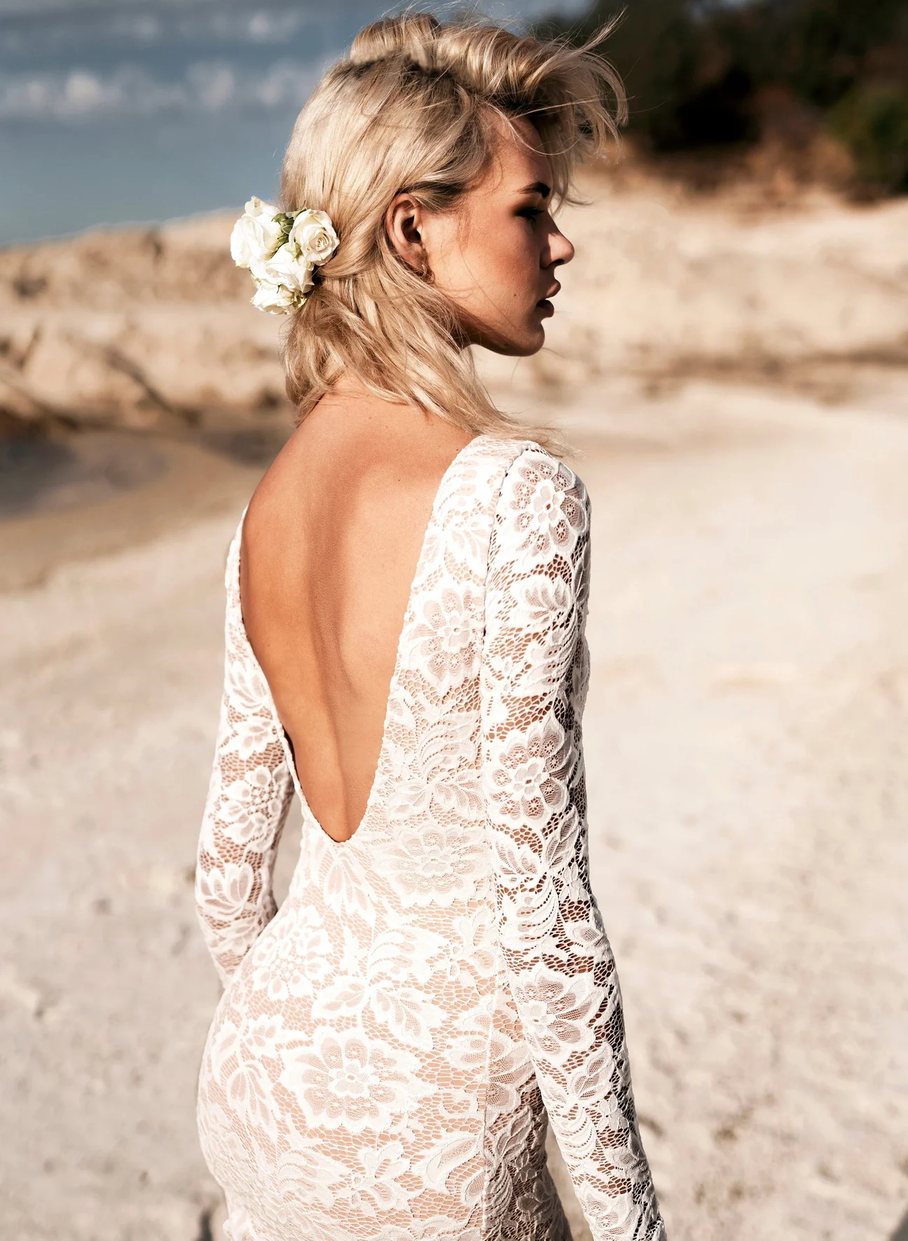 Boho Lace Trumpet/Mermaid Long Sleeves Wedding Dresses With Court Train