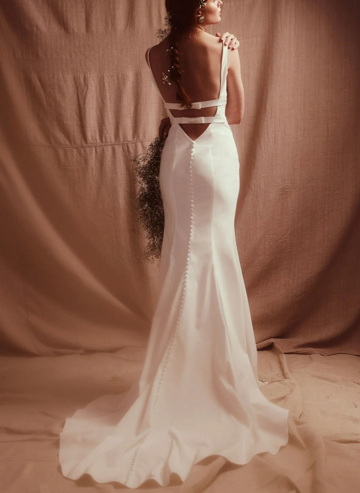Open Back Trumpet/Mermaid Square Neckline Wedding Dresses With Sweep Train