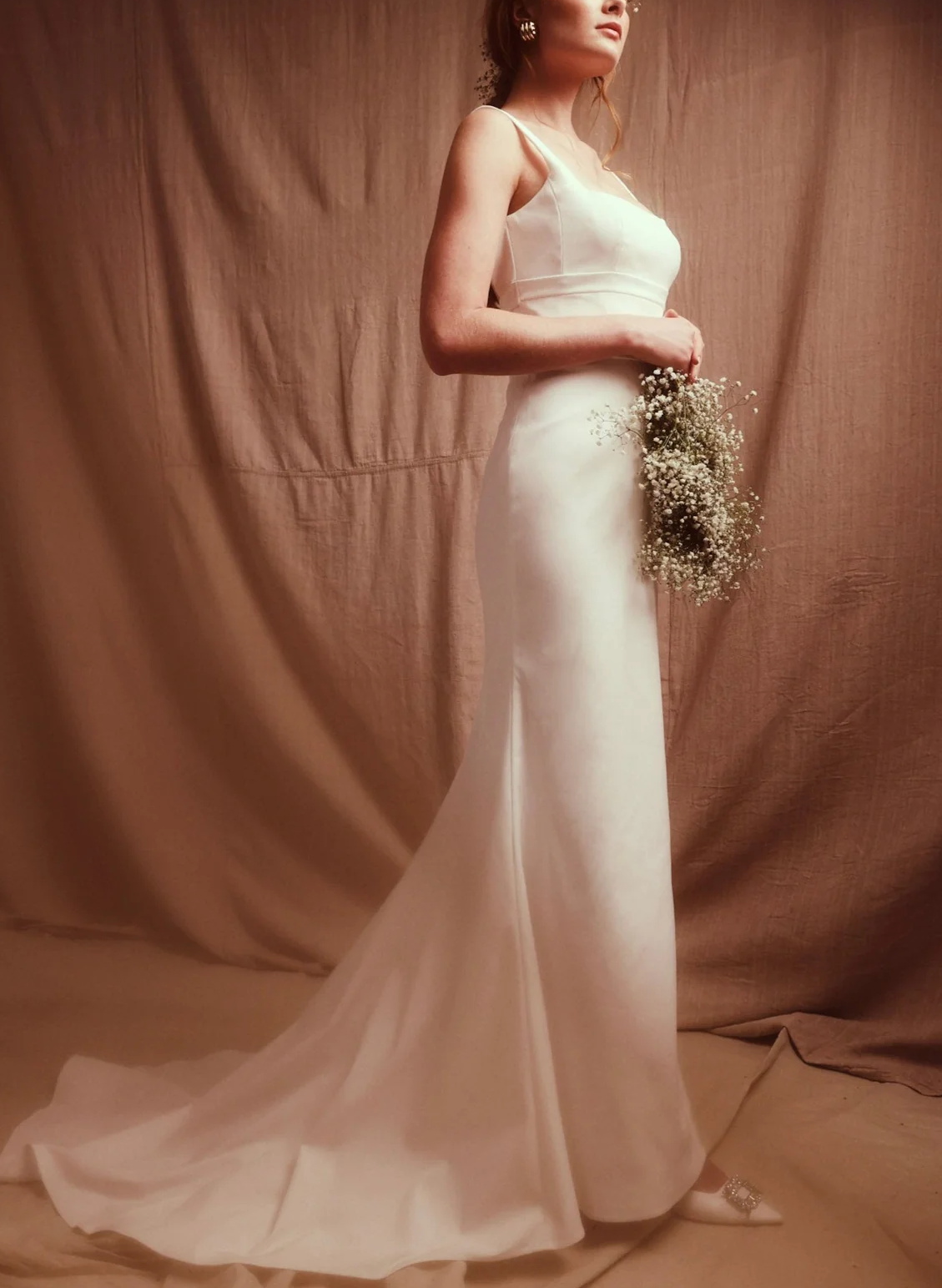 Open Back Trumpet/Mermaid Square Neckline Wedding Dresses With Sweep Train