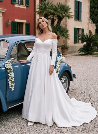 Elegant Ball-Gown Long Sleeves Off-The-Shoulder Wedding Dresses