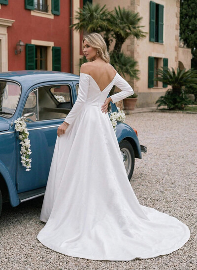 Elegant Ball-Gown Long Sleeves Off-The-Shoulder Wedding Dresses