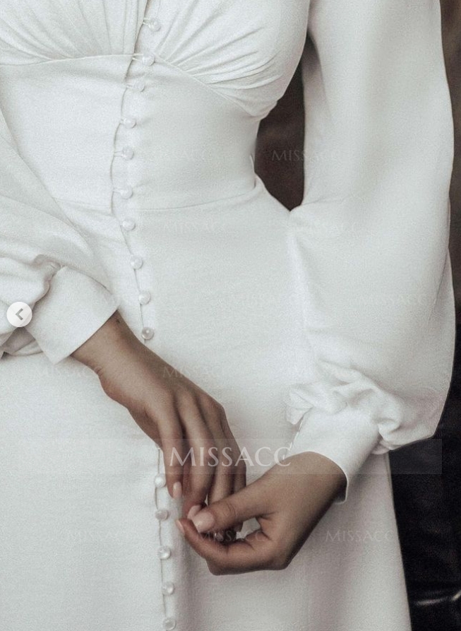 Elopement Minimalist Long Sleeves Wedding Dresses With Floor-Length