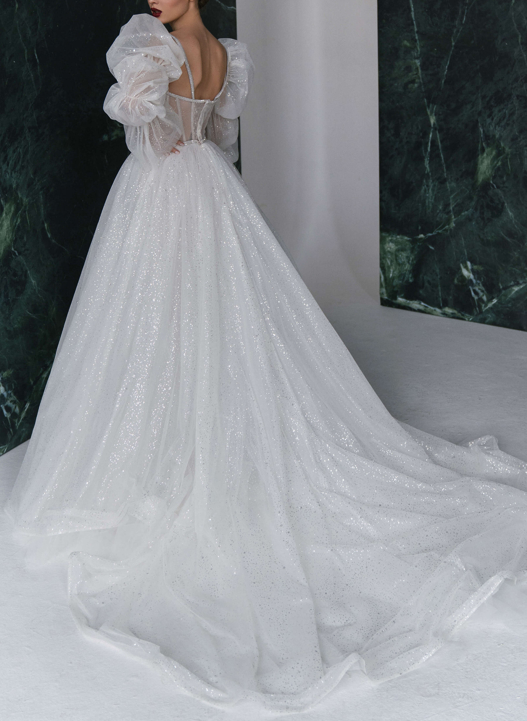 Sequined Ball-Gown Sweetheart Wedding Dresses With Detachable Long Sleeves