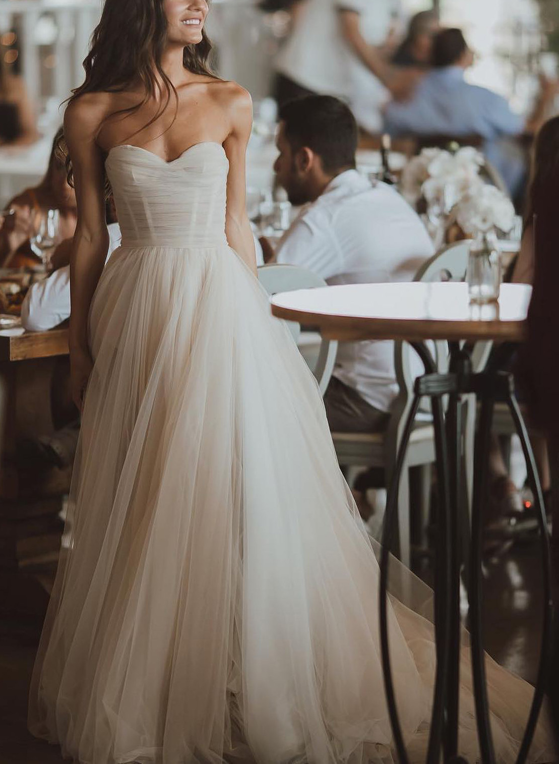 Strapless  Tulle A-Line Boho Wedding Dresses