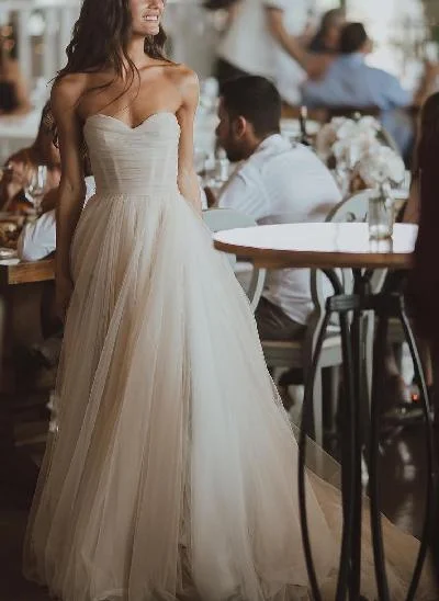 Strapless  Tulle A-Line Boho Wedding Dresses