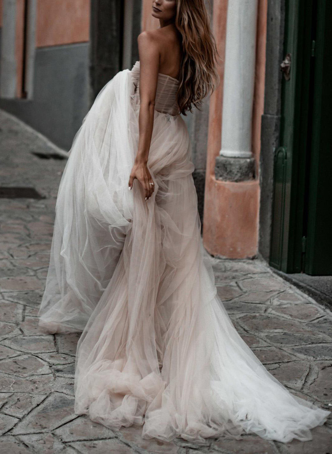 Strapless  Tulle A-Line Boho Wedding Dresses