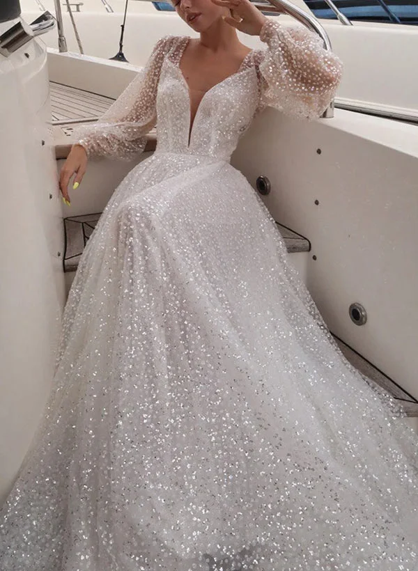 beaded sequin wedding dress KALANI Embellished Gown