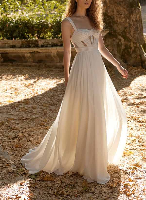 Boho Sweetheart Sleeveless Floor-Length Wedding Dresses With Split Front