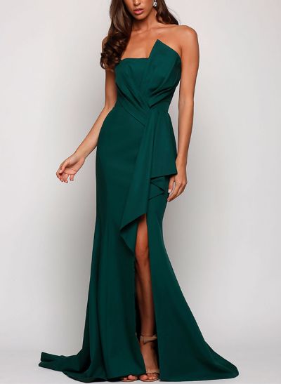 Trumpet/Mermaid Elastic Satin Bridesmaid Dresses With Split Front