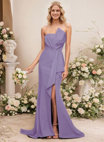 Trumpet/Mermaid Elastic Satin Bridesmaid Dresses With Split Front