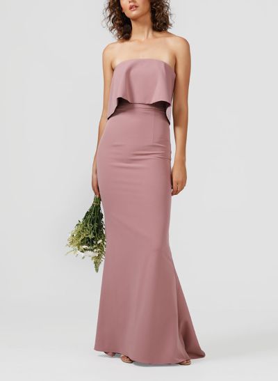 Sheath/Column Strapless Sleeveless Floor-Length Bridesmaid Dresses