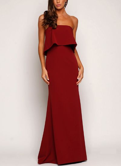 Sheath/Column Strapless Sleeveless Floor-Length Bridesmaid Dresses