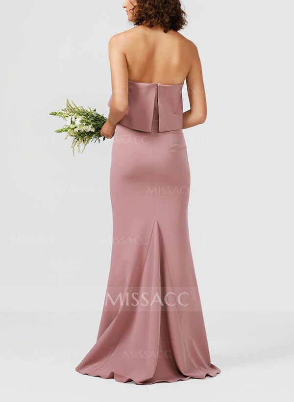 Sheath/Column Strapless Sleeveless Floor-Length Bridesmaid Dresses