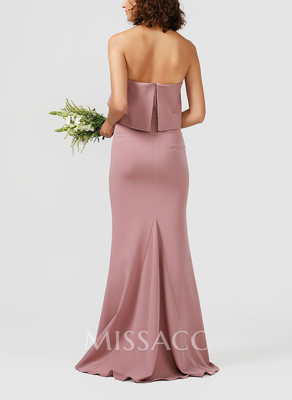 Sheath/Column Strapless Sleeveless Floor-Length Bridesmaid Dresses Sheath/Column Strapless Sleeveless Floor-Length Bridesmaid Dresses
