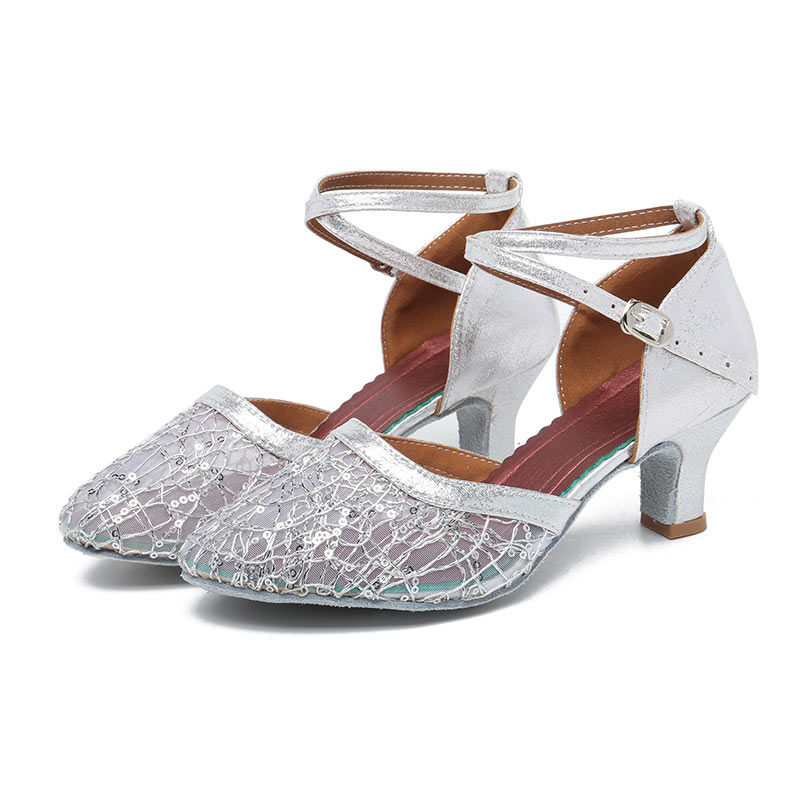 Women's Mesh Glitter Dance Shoes With Strap