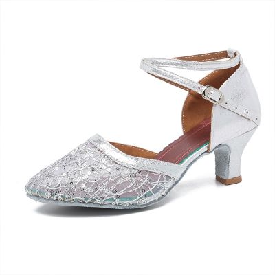 Women's Mesh Glitter Dance Shoes With Strap