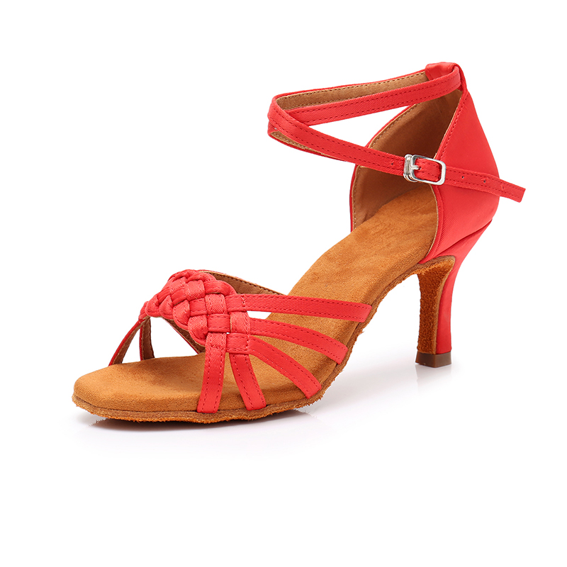 Stiletto Heel Open Toe Satin Latin Shoes For Women