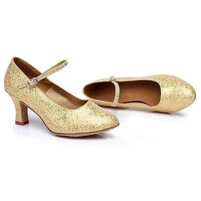 Round Toe Glitter Ballroom Shoes For Women