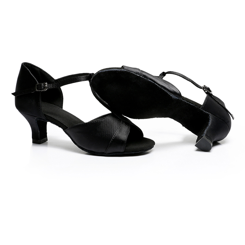 T-Strap Heel Peep Toe Satin Latin Shoes For Women