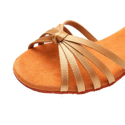 Ankle Strap Heel Peep Toe Satin Latin Shoes For Women