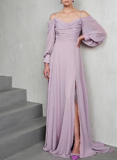 A-line V-neck Chiffon Long Sleeveless Dresses with Jumpsuit Azalea