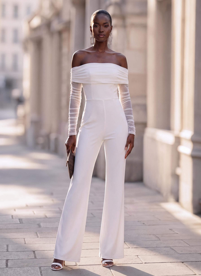 Classic Off-The-Shoulder Long Sleeves Jumpsuit/Pantsuit