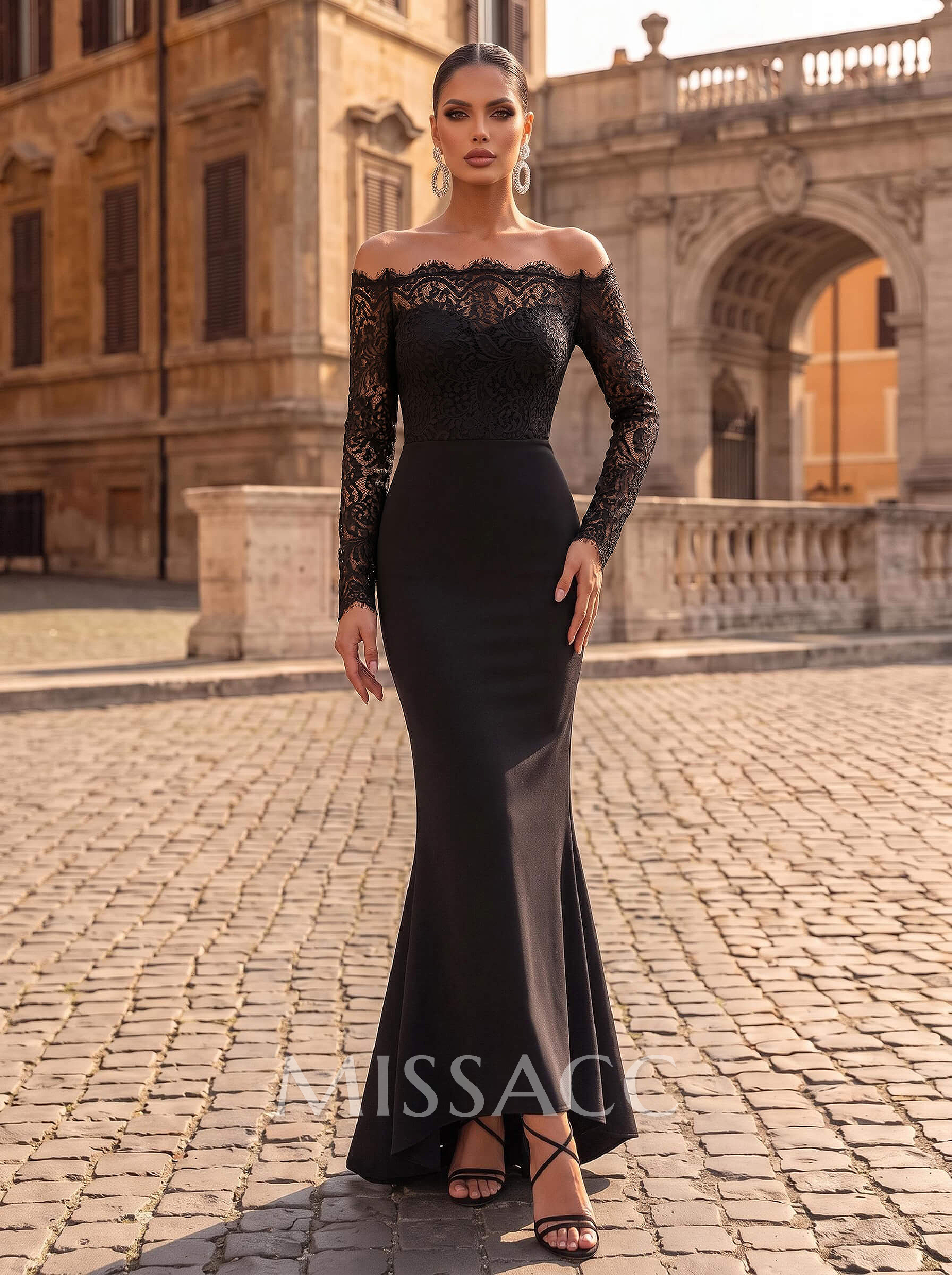 Off-The-Shoulder Long Sleeves Trumpet/Mermaid Evening Dresses