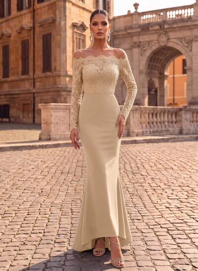 Off-The-Shoulder Long Sleeve Mermaid Evening Gowns