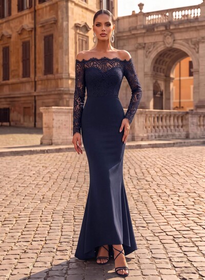 Off-The-Shoulder Long Sleeve Mermaid Evening Gowns
